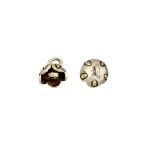 Fine Silver, Hill Tribe, 8.4mm Width by 8.6mm Length by 8.8mm Height, Flower Charm. Quantity Per Pack: 5 Pieces.