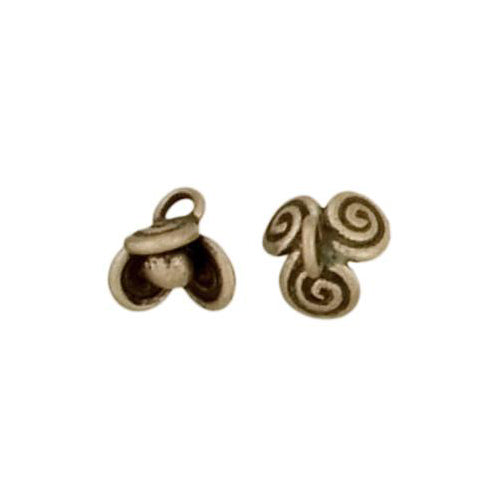 Fine Silver, Hill Tribe, 10.7mm Width by 10.3mm Length by 10.8mm Height, Swirled Flower Charm. Quantity Per Pack: 4 Pieces.