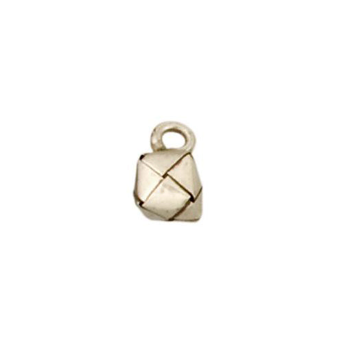 Fine Silver, Hill Tribe, 8.8mm Width by 8.7mm Length by 13.0mm Height, Origami Square Charm. Quantity Per Pack: 4 Pieces.