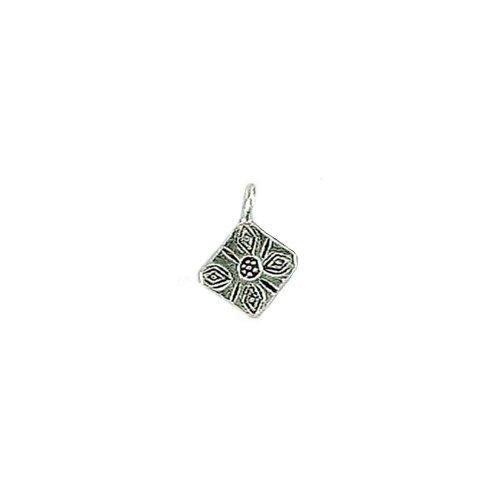 Fine Silver, Hill Tribe, 12.0mm Width by 1.6mm Length by 16.8mm Height, Stamped Square Charm. Quantity Per Pack: 4 Pieces.