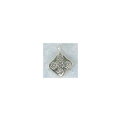 Fine Silver, Hill Tribe, 11.6mm Width by 1.4mm Length by 16.2mm Height, Stamped Square Charm. Quantity Per Pack: 4 Pieces.