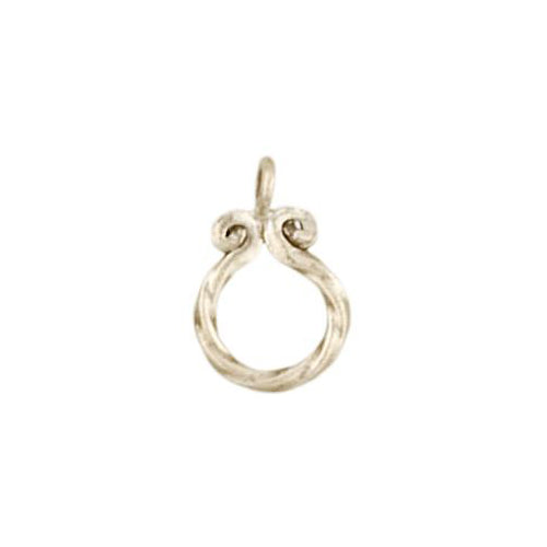 Fine Silver, Hill Tribe, 12.2mm Width by 2.0mm Length by 17.8mm Height, Twisted Ring Charm. Quantity Per Pack: 6 Pieces.