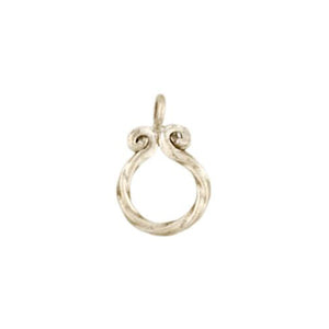 Fine Silver, Hill Tribe, 12.2mm Width by 2.0mm Length by 17.8mm Height, Twisted Ring Charm. Quantity Per Pack: 6 Pieces.