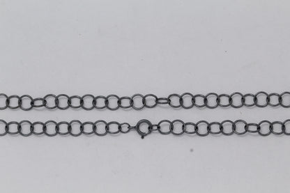 Sterling Silver Black Diamond, 5.0mm Width / Length, 30 Inch Circle Chain with 5.0mm Width / Length by 1.0mm Thick, Smooth Spring Ring Clasp. Quantity Per Pack: 1 Piece.