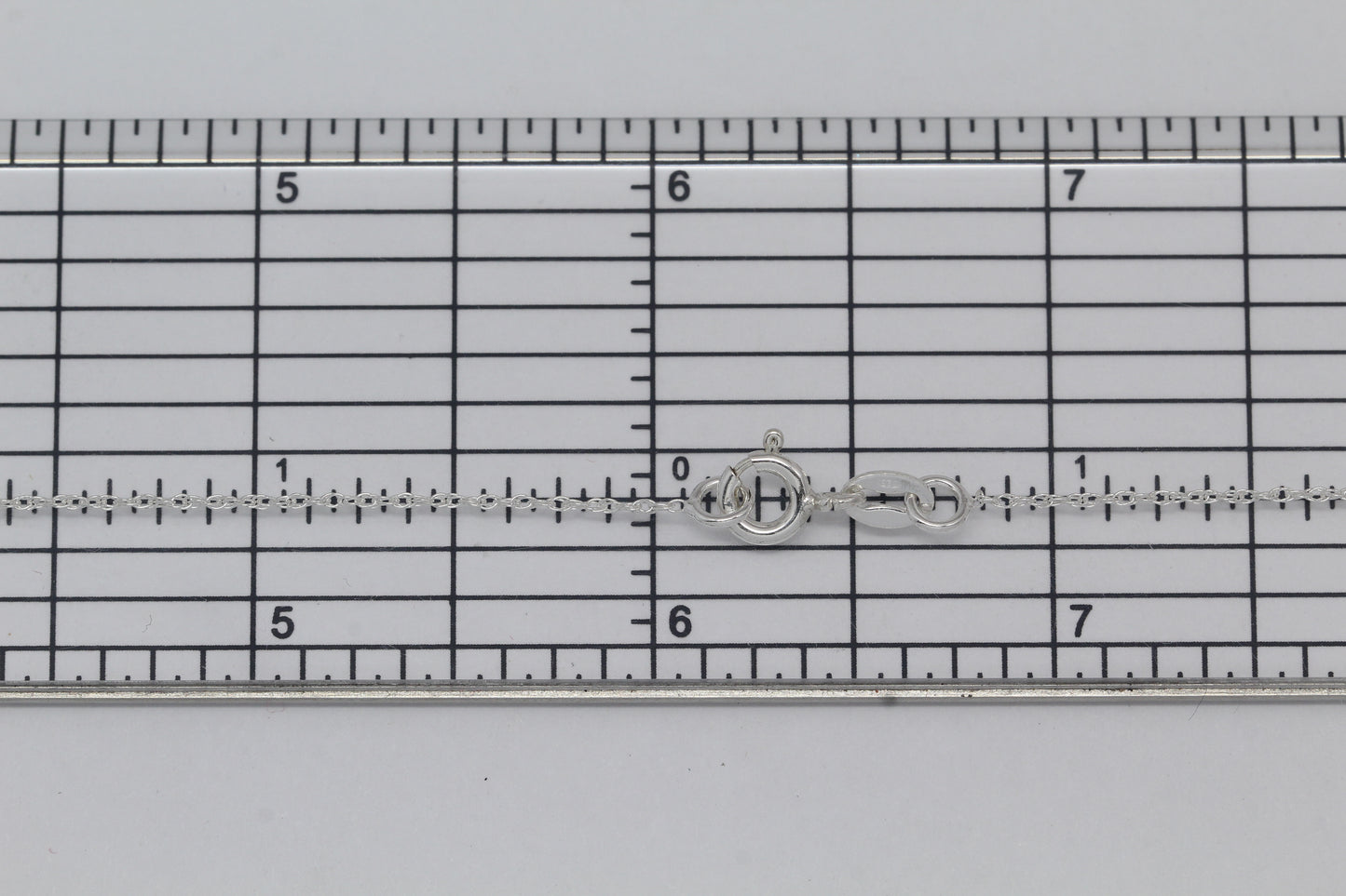 Sterling Silver, 1.0mm Width / Length, 18 Inch Flat Regular Rope Chain with 6.0mm Width / Length by 1.4mm Thick, Smooth Spring Ring Clasp.