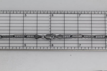 Sterling Silver Black Diamond, 3.8mm Width by 13.1mm Length, 18 Inch Flat Elongated Cable Chain with 11.5mm Length by 2.1mm Thick, Oval Trigger Lobster Clasp. Quantity Per Pack: 1 Piece.