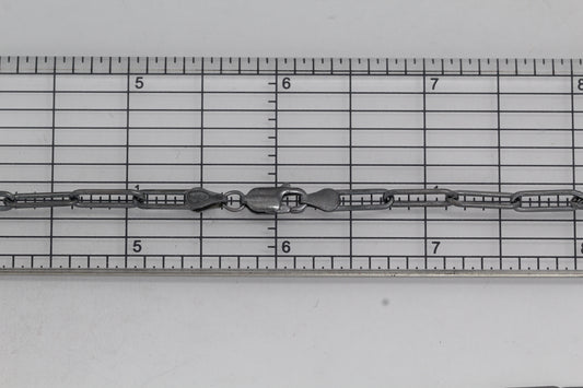 Sterling Silver Black Diamond, 3.8mm Width by 13.1mm Length, 18 Inch Flat Elongated Cable Chain with 11.5mm Length by 2.1mm Thick, Oval Trigger Lobster Clasp. Quantity Per Pack: 1 Piece.