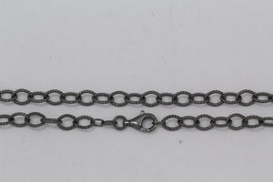 Sterling Silver Black Diamond, 5.4mm Width by 7.2mm Length, 24 Inch Twisted Cable Chain with 11.0mm Length by 3.0mm Thick, Trigger Lobster Clasp. Quantity Per Pack: 1 Piece.