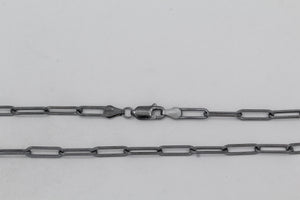 Sterling Silver Black Diamond, 3.8mm Width by 13.1mm Length, 18 Inch Flat Elongated Cable Chain with 11.5mm Length by 2.1mm Thick, Oval Trigger Lobster Clasp. Quantity Per Pack: 1 Piece.