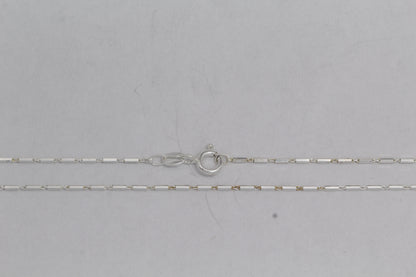 Sterling Silver, 1.1mm Width by 4.3mm Length, 18 Inch Regular Bar Chain with 6.0mm Width / Length by 1.4mm Thick, Smooth Spring Ring Clasp. Quantity Per Pack: 1 Piece.
