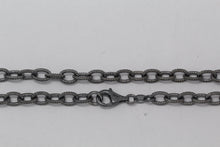 Load image into Gallery viewer, Sterling Silver Black Diamond, 5.8mm Width by 8.4mm Length, 24 Inch Twisted Cable Chain with 13.0mm Length by 3.0mm Thick, Trigger Lobster Clasp. Quantity Per Pack: 1 Piece.
