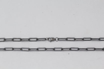 Sterling Silver Black rhodium, 3.8mm Width by 9.8mm Length, 18 Inch Elongated Cable Chain with 8.5mm Length by 2.1mm Thick, Oval Trigger Lobster Clasp. Quantity Per Pack: 1 Piece.
