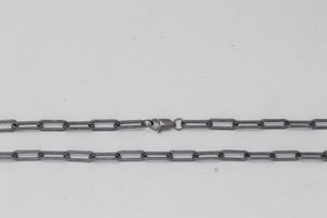 Sterling Silver Black rhodium, 3.8mm Width by 9.8mm Length, 18 Inch Elongated Cable Chain with 8.5mm Length by 2.1mm Thick, Oval Trigger Lobster Clasp. Quantity Per Pack: 1 Piece.