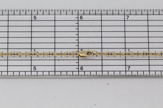 Gold Filled, 2.6mm Width by 6.1mm Length, 18 Inch Flat Elongated Cable Chain with 8.5mm Length by 2.1mm Thick, Oval Trigger Lobster Clasp. Quantity Per Pack: 1 Piece.