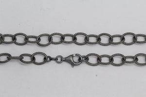 Sterling Silver Black Diamond, 8.0mm Width by 10.3mm Length, 30 Inch Twisted Cable Chain with 13.0mm Length by 3.0mm Thick, Trigger Lobster Clasp. Quantity Per Pack: 1 Piece.