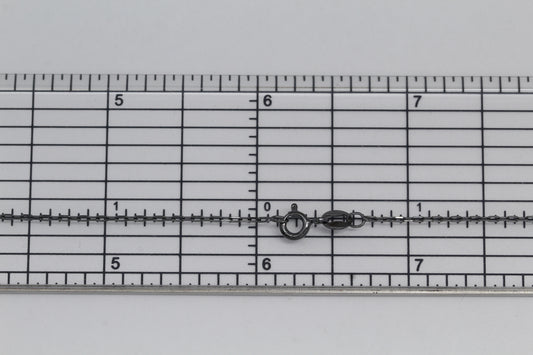 Sterling Silver Black Diamond, 1.2mm Width by 1.8mm Length, 18 Inch Flat Cable Chain with 6.0mm Width / Length by 1.4mm Thick, Smooth Spring Ring Clasp. Quantity Per Pack: 1 Piece.