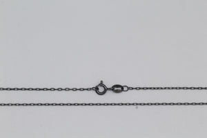 Sterling Silver Black Diamond, 0.8mm Width by 1.0mm Length, 18 Inch Cable Chain with 5.0mm Width / Length by 0.9mm Thick, Smooth Spring Ring Clasp. Quantity Per Pack: 1 Piece.