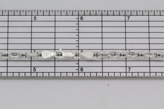 Sterling Silver, 5.0mm Width by 6.8mm Length, 18 Inch Oval Rollo Chain with 11.5mm Length by 2.5mm Thick, Oval Trigger Lobster Clasp. Quantity Per Pack: 1 Piece.