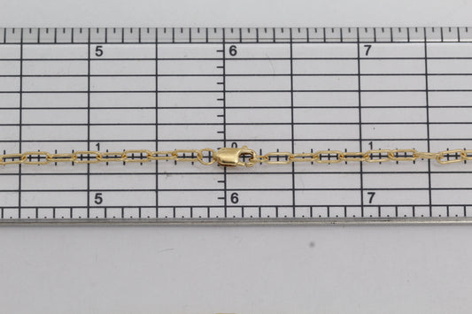 Gold Filled, 2.6mm Width by 5.8mm Length, 18 Inch Elongated Cable Chain with 8.5mm Length by 2.1mm Thick, Oval Trigger Lobster Clasp. Quantity Per Pack: 1 Piece.