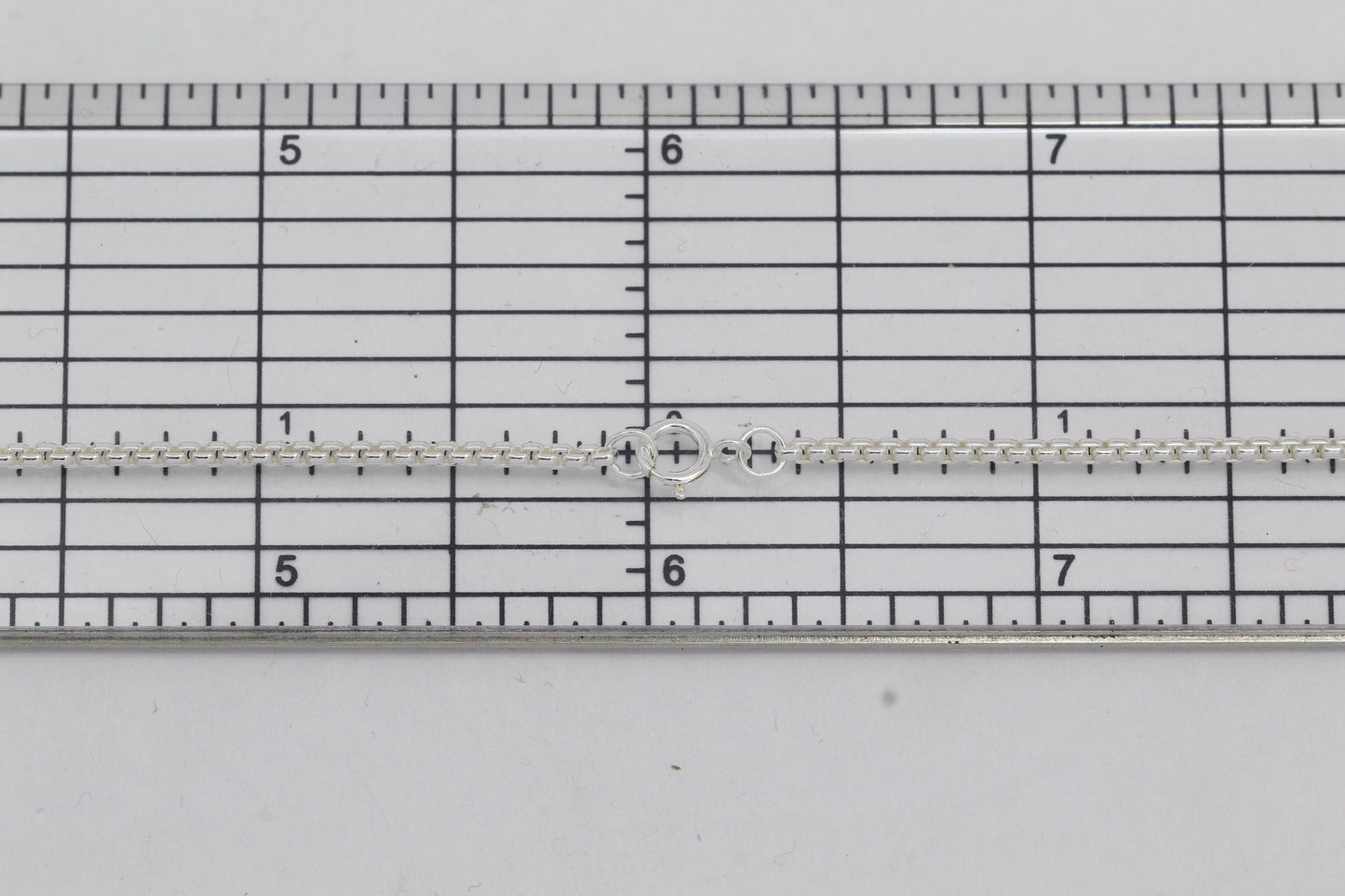 Sterling Silver, 1.8mm Width / Length, 24 Inch Rounded Box Chain with 6.0mm Width / Length by 1.4mm Thick, Smooth Spring Ring Clasp. Quantity Per Pack: 1 Piece.