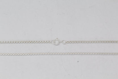 Sterling Silver, 1.8mm Width / Length, 24 Inch Rounded Box Chain with 6.0mm Width / Length by 1.4mm Thick, Smooth Spring Ring Clasp. Quantity Per Pack: 1 Piece.