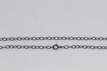 Sterling Silver Black Diamond, 2.8mm Width by 4.0mm Length, 18 Inch Cable Chain with 5.0mm Width / Length by 1.4mm Thick, Smooth Spring Ring Clasp. Quantity Per Pack: 1 Piece.
