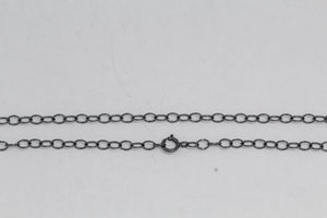 Sterling Silver Black Diamond, 2.8mm Width by 4.0mm Length, 18 Inch Cable Chain with 5.0mm Width / Length by 1.4mm Thick, Smooth Spring Ring Clasp. Quantity Per Pack: 1 Piece.