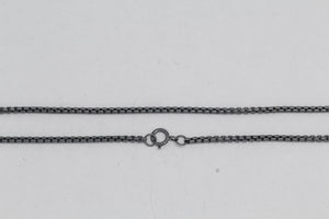 Sterling Silver Black Diamond, 1.8mm Width / Length, 24 Inch Rounded Box Chain with 6.0mm Width / Length by 1.4mm Thick, Smooth Spring Ring Clasp. Quantity Per Pack: 1 Piece.