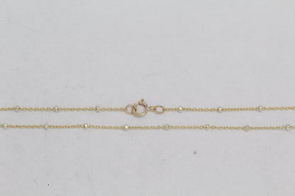 2 Tone - Gold Filled & Sterling Silver, 1.0mm Width / Length, 18 Inch Regular Satellite Chain with 5.0mm Width / Length by 1.0mm Thick, Smooth Spring Ring Clasp. Quantity Per Pack: 1 Piece.
