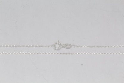 Sterling Silver, 1.2mm Width by 1.8mm Length, 18 Inch Flat Cable Chain with 6.0mm Width / Length by 1.4mm Thick, Smooth Spring Ring Clasp. Quantity Per Pack: 1 Piece.