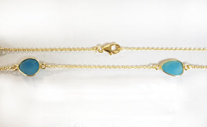 Sterling Silver Gold Plated With Blue chalcedony Chain, Blue chalcedony Gem Stone Chain. Quantity Per Pack: 1 Piece.