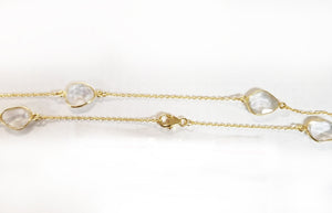 Sterling Silver Gold Plated With Crystal quartz Chain, Blue Crystal quartz Gem Stone Chain. Quantity Per Pack: 1 Piece.