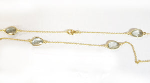 Sterling Silver Gold Plated With Green amethyst Stone Chain, Green amethyst Gem Stone Chain. Quantity Per Pack: 1 Piece.