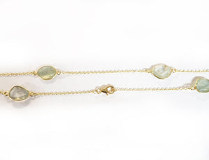 Sterling Silver Gold Plated With prehnite Stone Chain, prehnite Gem Stone Chain. Quantity Per Pack: 1 Piece.