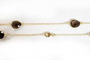 Sterling Silver Gold Plated With Smoky quartz Chain, Smoky quartz Gem Stone Chain. Quantity Per Pack: 1 Piece.