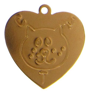 Gold Filled, 20.0mm Width by 0.9mm Length by 20.7mm Height, Cat Face and "CAT" on Heart Charm. Quantity Per Pack: 2 Pieces.