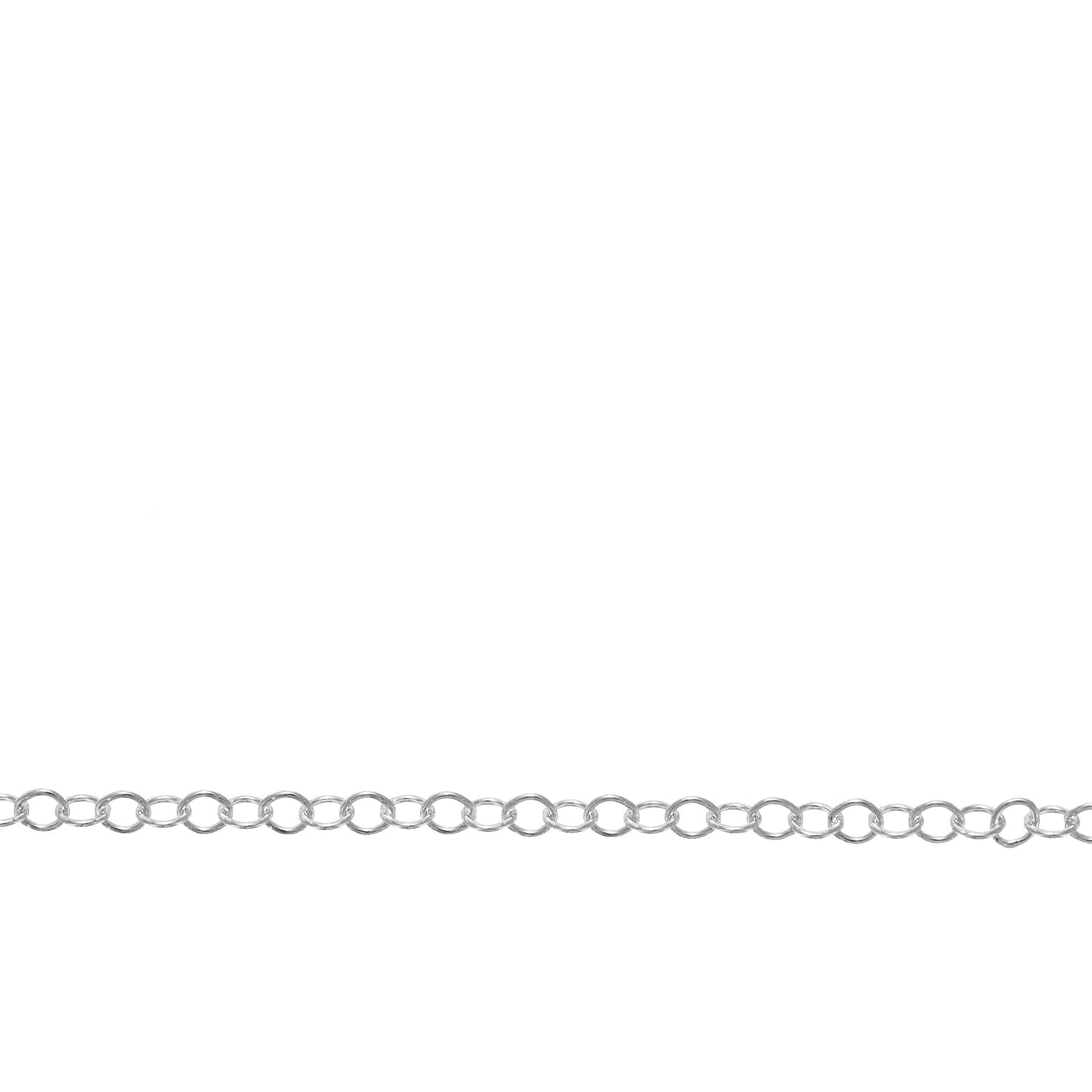 Chain by Foot. Sterling Silver 1.5mm Width by 2.0mm Length, Cable Chain. Price per: 1 Foot.