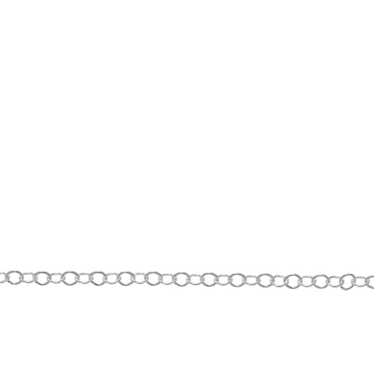 Chain by Foot. Sterling Silver 1.5mm Width by 2.0mm Length, Cable Chain. Price per: 1 Foot.