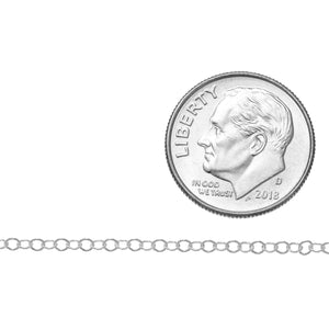 Sterling Silver 1.5mm Width by 2.0mm Length, Cable Chain. Price per: 1 Foot.