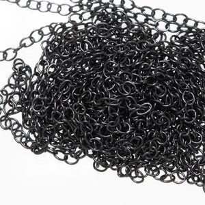 Sterling Silver Black Diamond Finish 1.5mm Width by 2.0mm Length, Cable Chain. Price per: 1 Foot.