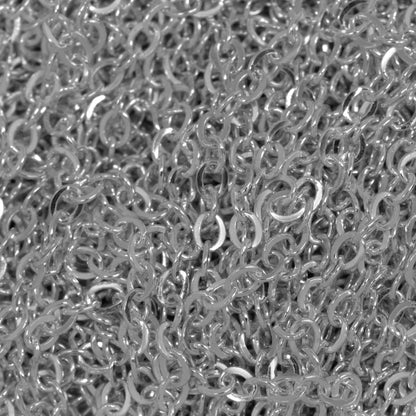 Sterling Silver 1.1mm Width by 1.6mm Length, Flat Cable Chain. Price per: 1 Foot.