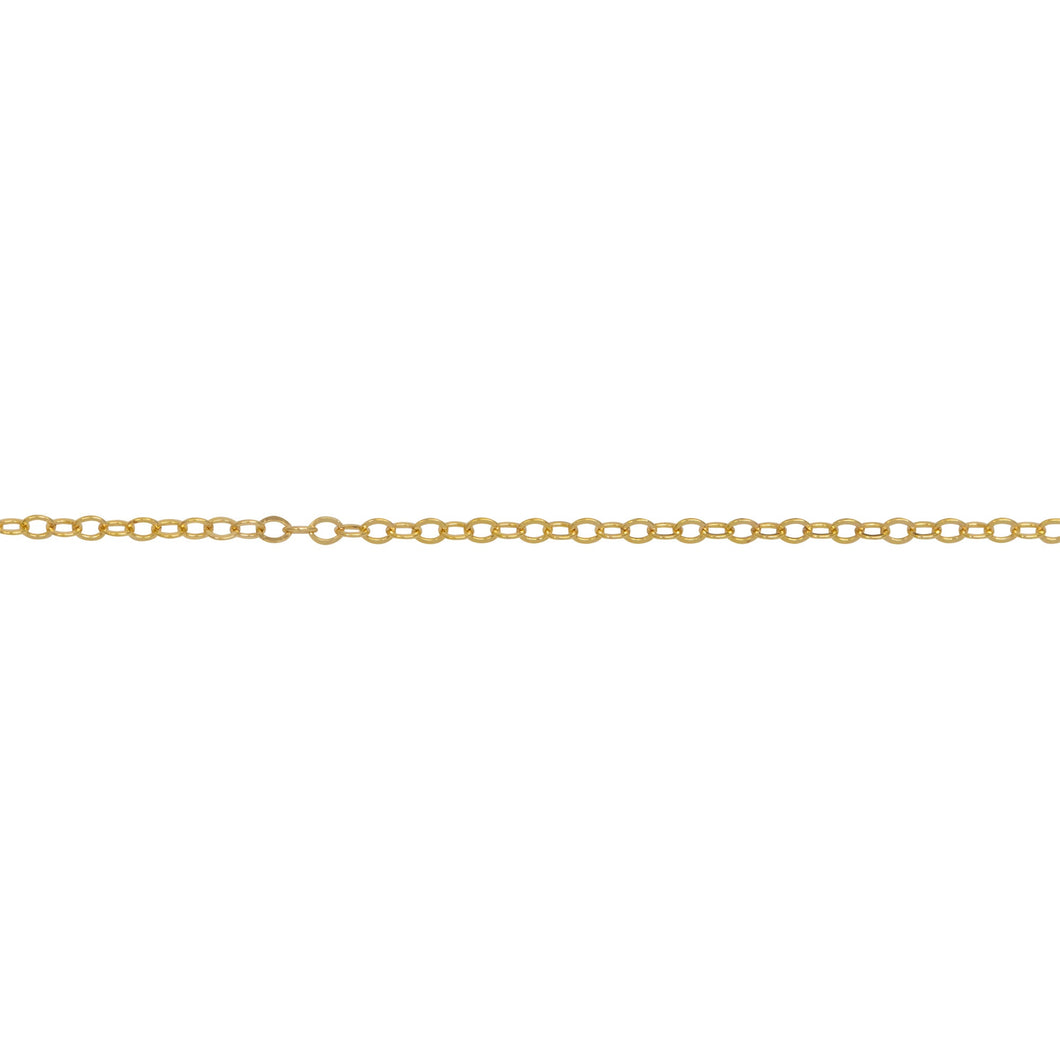 Chain by Foot. 14kt Gold Filled 1.1mm Width by 1.6mm Length, Flat Cable Chain. Price per: 1 Foot.