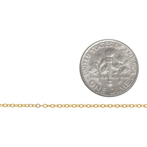 14kt Gold Filled 1.1mm Width by 1.6mm Length, Flat Cable Chain. Price per: 1 Foot.