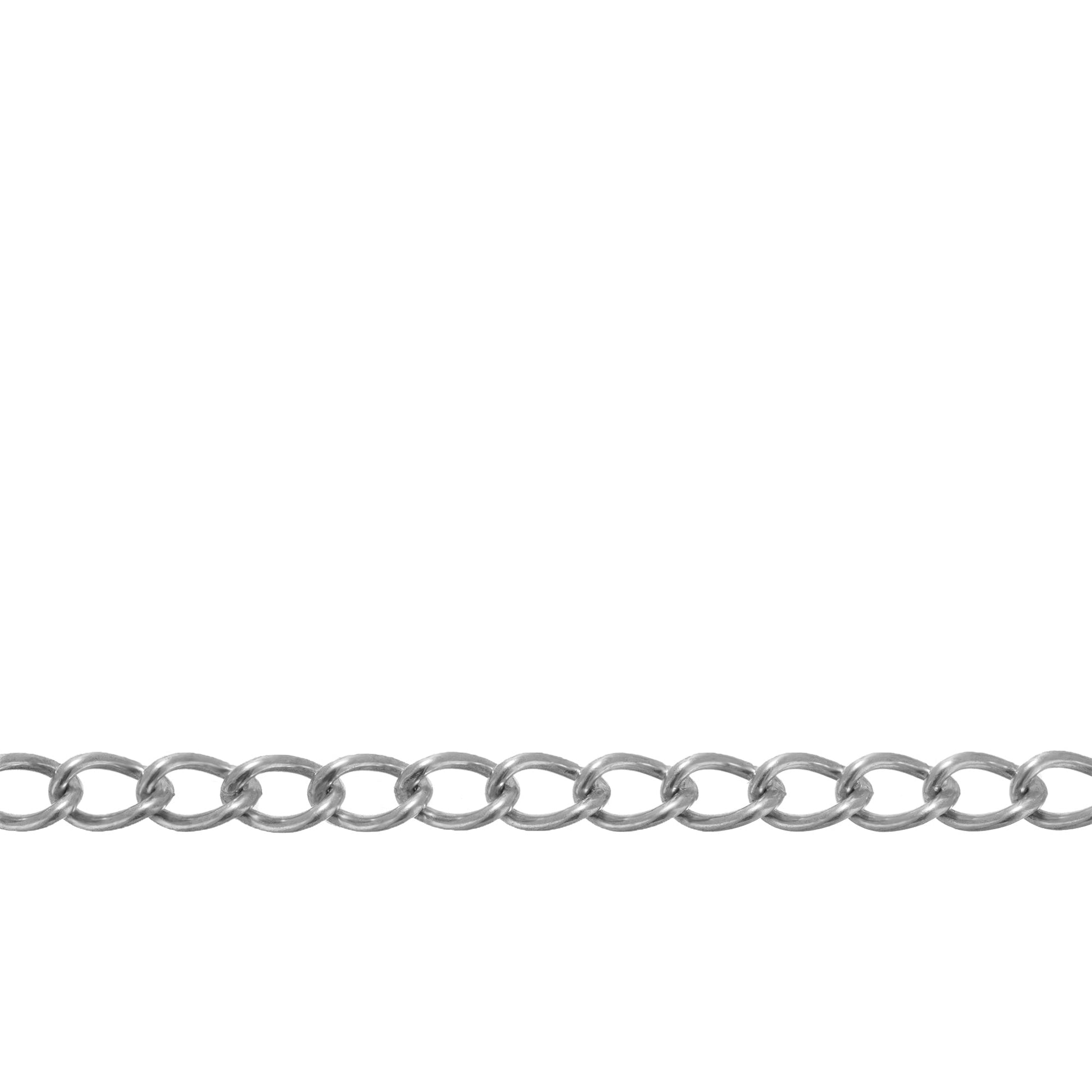 Chain by Foot. Sterling Silver 2.9mm Width by 4.3mm Length, Curb Chain. Price per: 1 Foot.