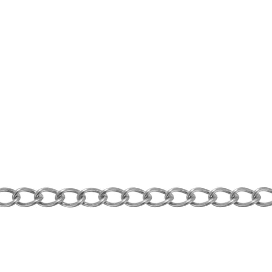 Chain by Foot. Sterling Silver 2.9mm Width by 4.3mm Length, Curb Chain. Price per: 1 Foot.