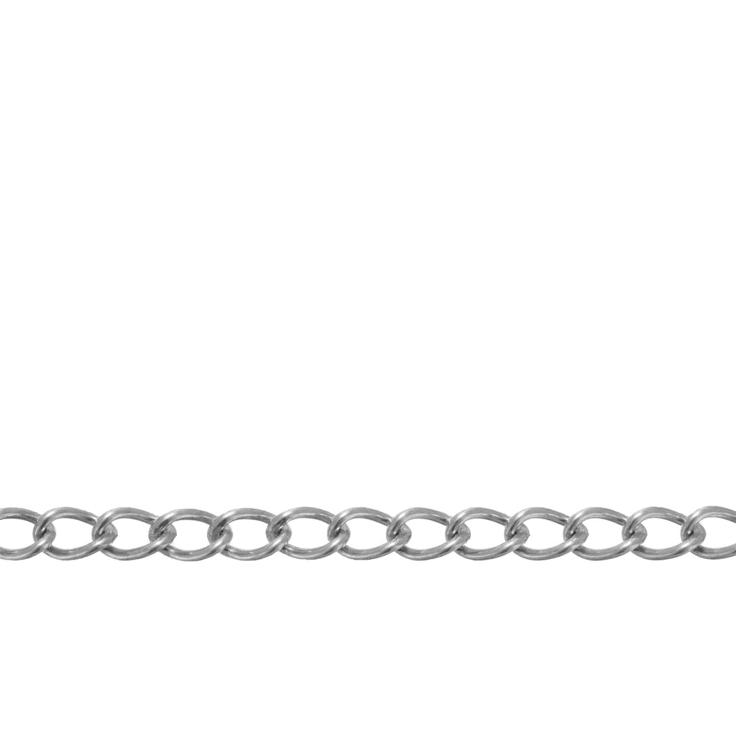 Chain by Foot. Sterling Silver 2.9mm Width by 4.3mm Length, Curb Chain. Price per: 1 Foot.