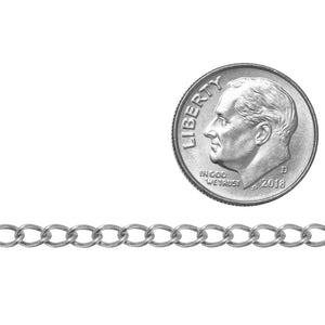 Sterling Silver 2.9mm Width by 4.3mm Length, Curb Chain. Price per: 1 Foot.