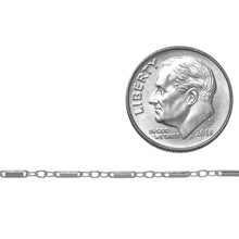 Load image into Gallery viewer, Sterling Silver 1.2mm Width by 4.9mm Length Bar Link Connected By Three 1.4mm Width by 2.2mm Length Oval Links, Bar Chain. Price per: 1 Foot.
