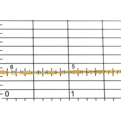 14kt Gold Filled 1.2mm Width by 4.9mm Length Bar Link Connected By Three of 1.4mm Width by 2.2mm Length Oval Links, Bar Chain. Price per: 1 Foot.