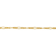 Load image into Gallery viewer, Chain by Foot. 14kt Gold Filled Three of 1.4mm Width by 1.8mm Length Curb Links Followed by 1.7mm Width by 3.8mm Length Long Link, Figaro Chain. Price per: 1 Foot.
